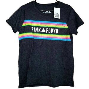 NWT Chaser Pink Floyd Rainbow Neon Rock Band Tee T shirt Frayed Edges Size M